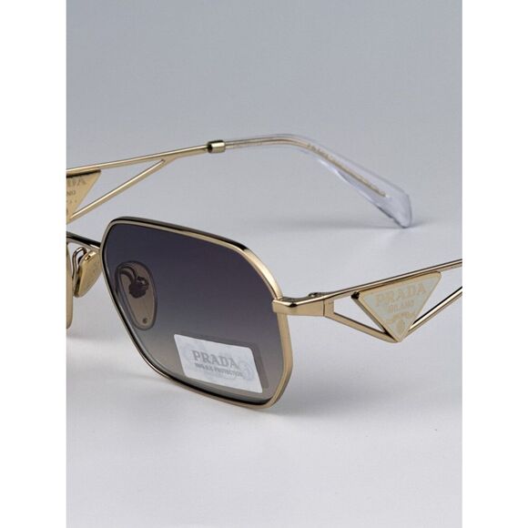 NEW Prada PRA51S ZVN30C Pale Gold Gradient Blue Mirror Geometric Sunglasses main image 7